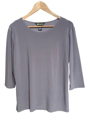 Valentina Women's Taupe 3/4 Sleeve Stretch Top L